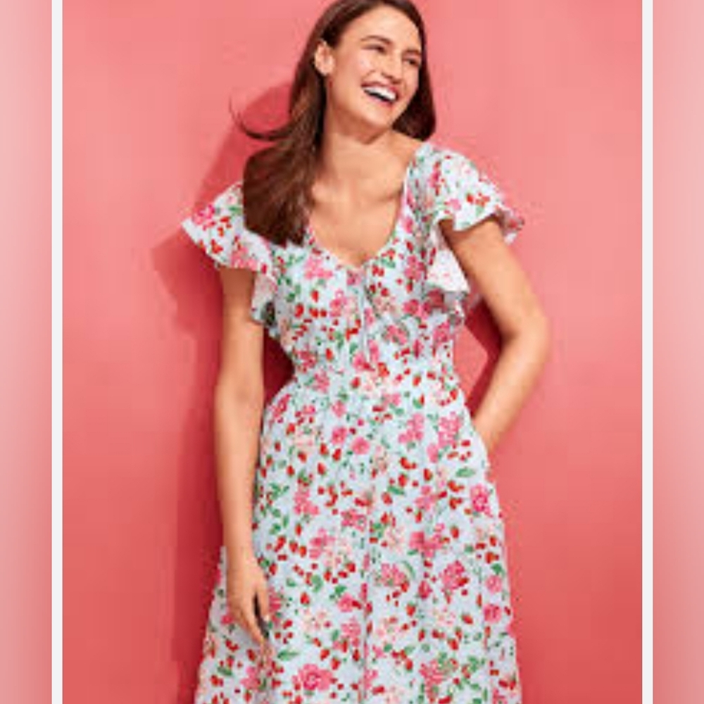 Floral Print Dress in White and Pink